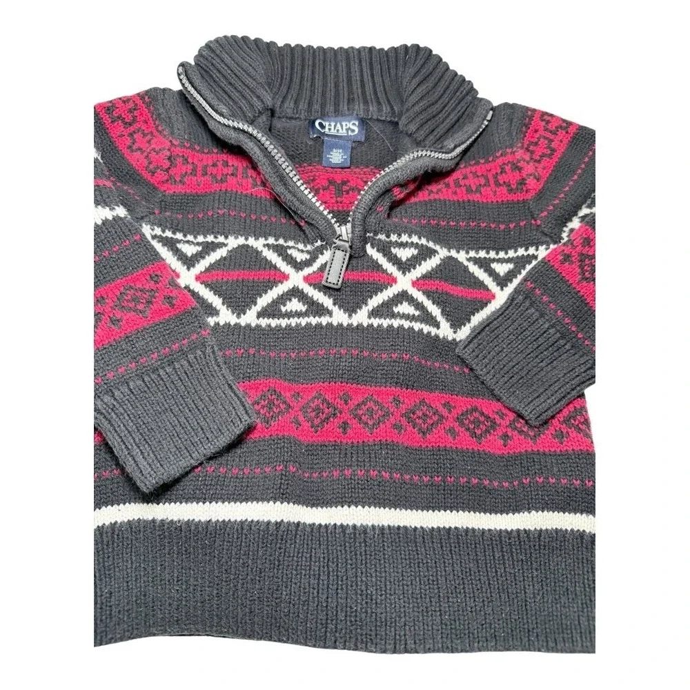 Chaps Sweater Gap Pants‎ Kids 3T Set Fair Isle Quarter Zip Joggers Raglan Black